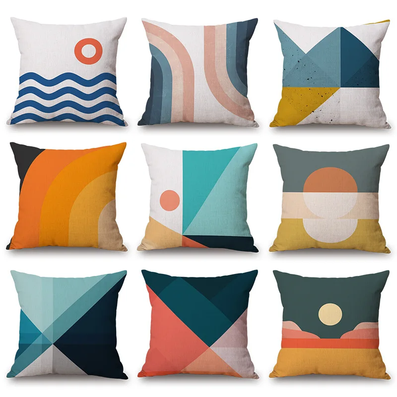 

2pcs Nordic simple geometric pillowcase,cotton and hemp texture sofa display cushion Pillowcase Various colors