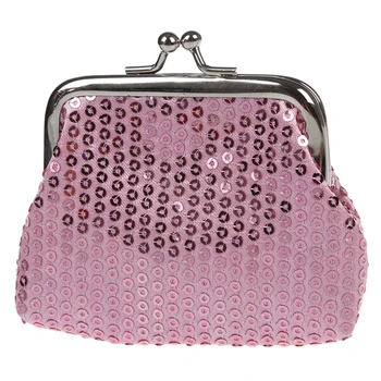 

Women's Sequins Coin Purse Buckle Mini Wallet(pink)