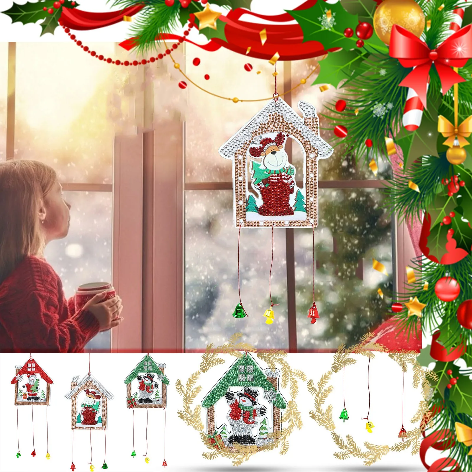 

Navidad Christmas Decorations For Home Diy Wind Chime Window Door Pendant Kerst Xmas Santa Claus Natale Новый Год 2023 Рождество