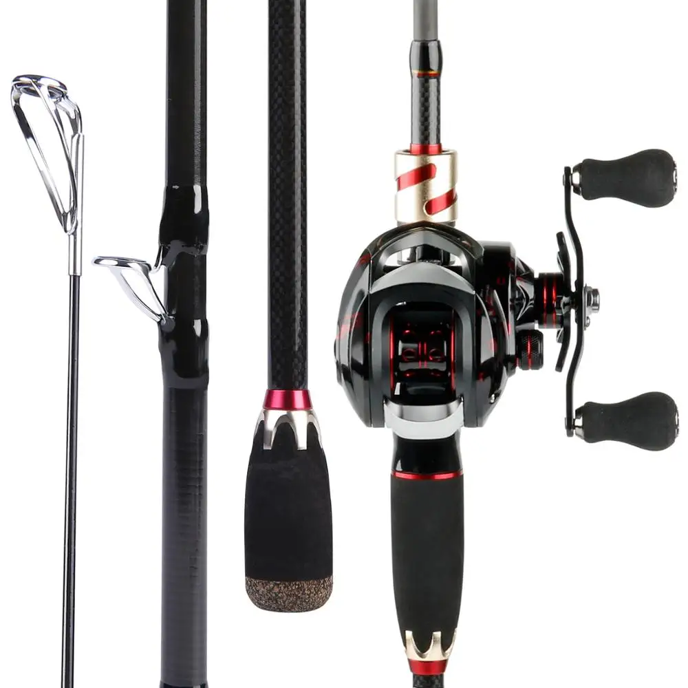 

Sougayilang Fishing Rod Medium Power Portable Travel Fishing Pole with Carbon Fiber Baitcasting Fishing Reel set