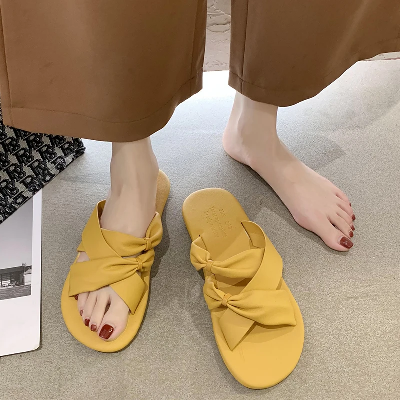 Rimocy/модные женские шлепанцы на низком каблуке с перекрестными ремешками
