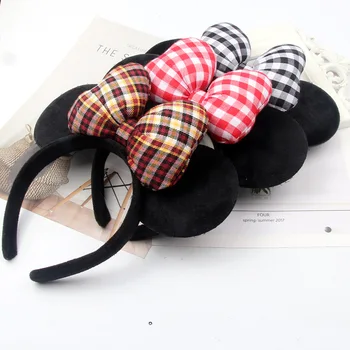 

Christmas Mouse Mickey Minnie Ears Shiny Hairband Red Headbands for Women Kids Hair Bows Accessories Birthday Party Celebration