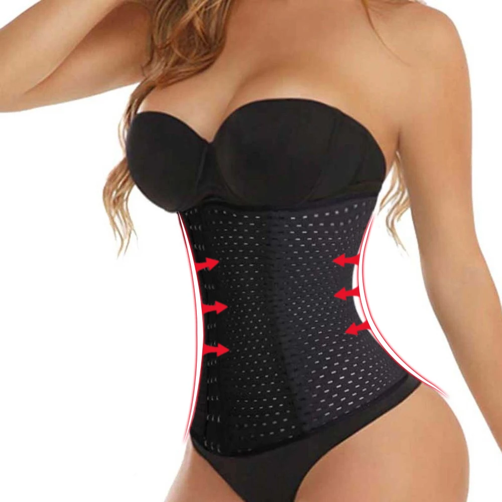 

Waist Trainer Corset Steel Boned Body Shaper Tummy Fat Burner Slimming Belt Modeling Strap Black Beige