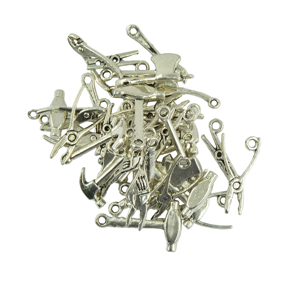 40 Pieces Tibetan silver color DIY TOOL Charms Pendants Tools Fathers Day Mens Gift Jewellery for Necklace Bracelet Findings
