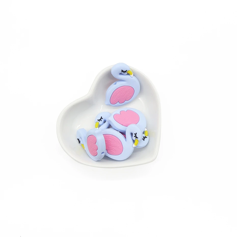 5pc BD014-30 5 шт., мини силиконовые бусины в виде фламинго, детский Прорезыватель для зубов, пищевой силикон, прорезыватель без бисфенола, Прорезыватель для зубов, аксессуары для Соска-подвеска - Цвет: 5pc BD014-30