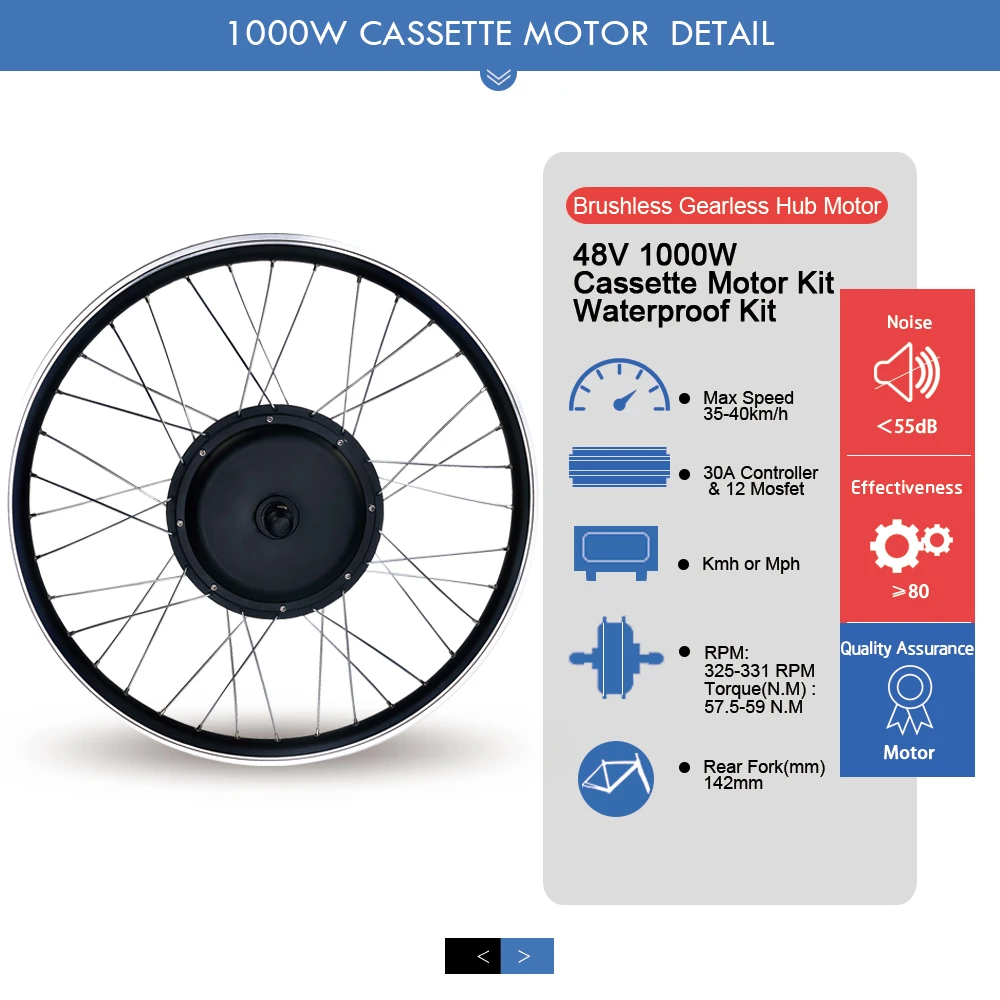 Ebike Motor Kit 48V 1000W Rear Cassette Hub Motor Wheel LCD Display 16-29 Inch 700C For Electric Bike Bicycle Conversion Kit
