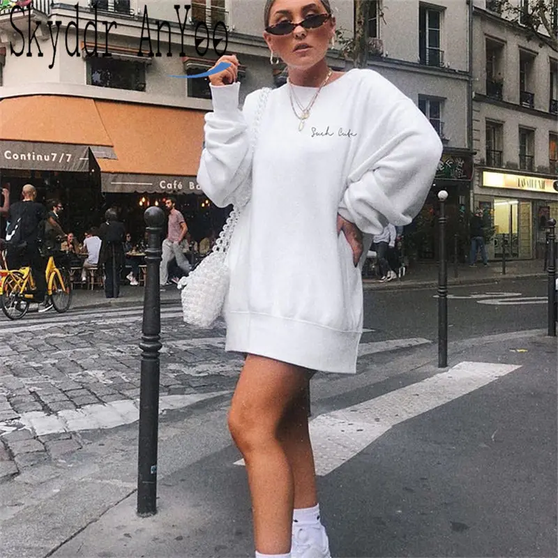 Sudaderas mujer осенне-зимняя женская Повседневная Толстовка с вышивкой и надписью Harajuku уличная одежда длинный пуловер Топы