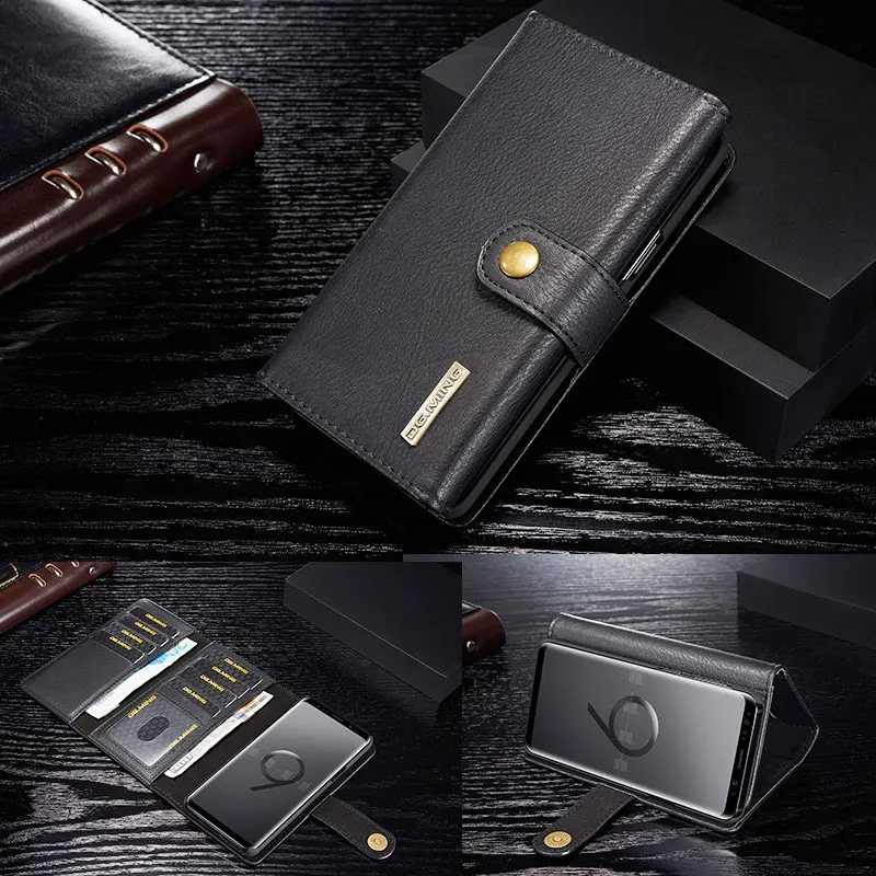 

DG.MING Genuine Leather Wallet Case for Samsung Note 10 10+ 8 9 Business Card Protective Cover for Galaxy S7 Edge S8 S9 S10 Plus