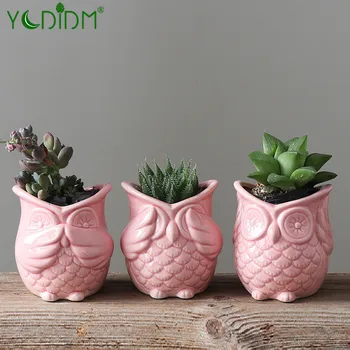 

Ceramic Planter Desk Flower Pot Creative Owl FlowerPots Cute Design Pots Balcony Animal Succulent Flowerpot Home Decor