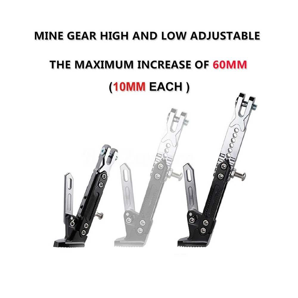 Motorcycles CNC Aluminum Alloy Adjustable Kickstand Kick Side Stand Motorcycle Scooter Street Standard For Motorcycle Universal