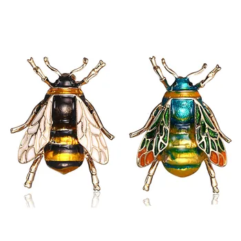 

FUN-BEAUTY European and American Fashion Animal Brooch Alloy Oil Painting Cute Bee Brooch Wild Simple Mini Bee Two-color Brooch