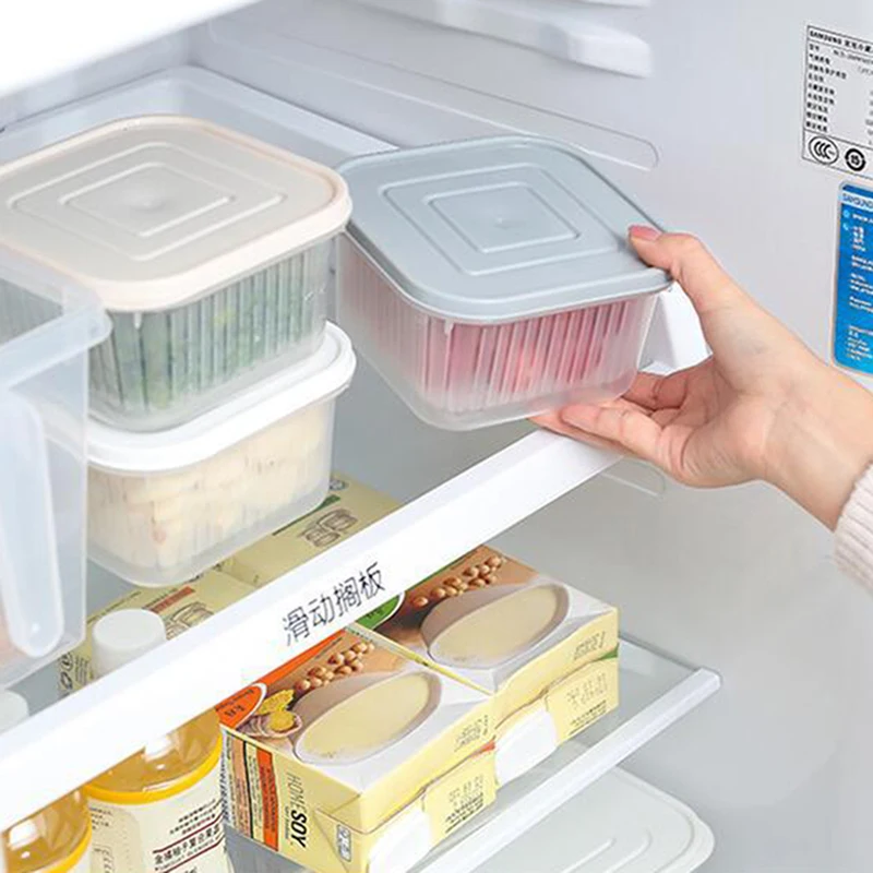 

1/5PCS Square Double Drainable Box PP Ginger Garlic Onion Food Sealed Container Refrigerator Storage Organizer Fresh Storage Box