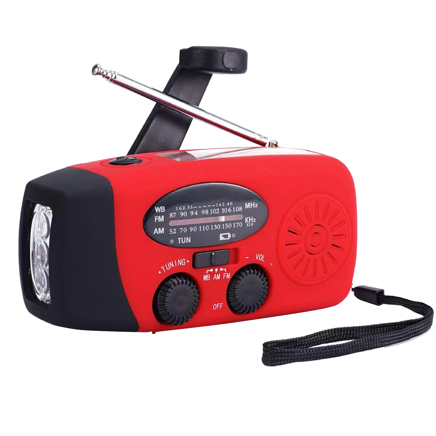 Solar Radio Emergency AM/FM/WB Weather Hand Crank with 3 LED Flashlight 1000 MAh As a Phone Power Bank | Электроника