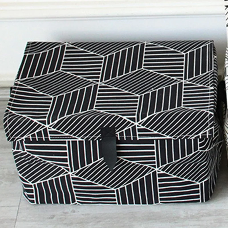  Stripe Covered Desk Storage Box Storage Organizer Clothes Storage Basket Cosmetic Case Kids Toys St