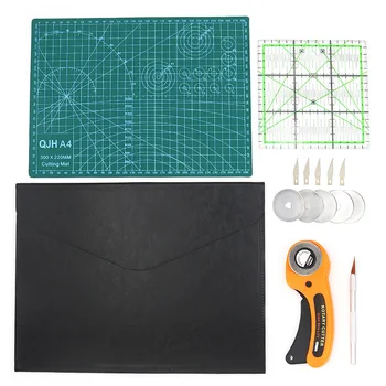 

DIY Tool Set Rotating Blade Set 5PCS Replacement Blade A4PVC Pad Sewing Cutting Measuring Ruler Leather Tool Set