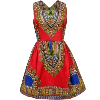 

African dresses for women dashiki dress african traditional clothes cotton wax fashion sleeveless dress african clothes