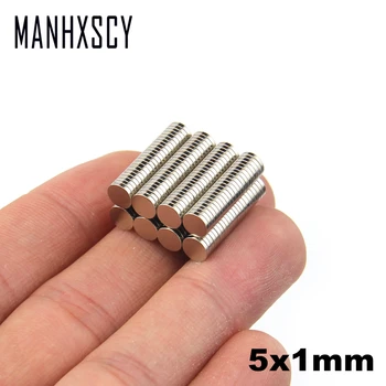 

Retail Wholesale 100pcs 5mm x 1mm Disc Rare Earth Neodymium Super Strong Magnets N35 Craft Model magnet 5x1mm