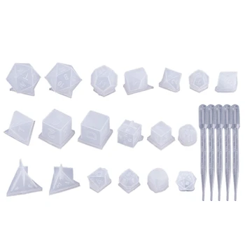 

19 Styles Silicone Resin Casting Molds Resin Dice Molds 3D Silicone Molds, Epoxy Resin Dice Molds for DIY Table Games