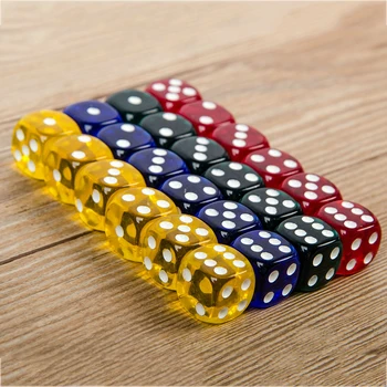 

4-Color Acrylic Transparent Dice Set 16MM Rounded Corners Playing Dices Holiday Party Play Props for Family Gaming