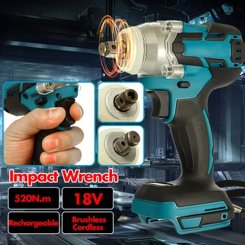 

Electric Rechargeable Brushless Impact Wrench 18V 520Nm Cordless 1/2 Socket Wrench Power Tool Makita Battery For