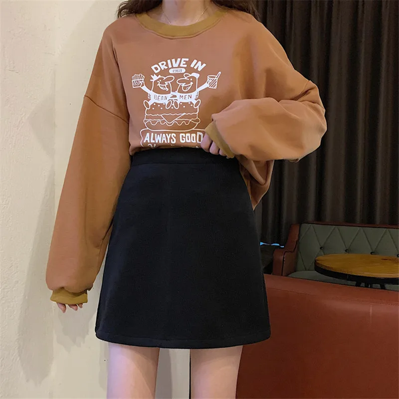 Женская мини-юбка Kawaii, одноцветная, универсальная, простая, Harajuku, корейская мода, высокая талия, юбки для женщин, s, а-силуэт, женская уличная одежда, мягкая