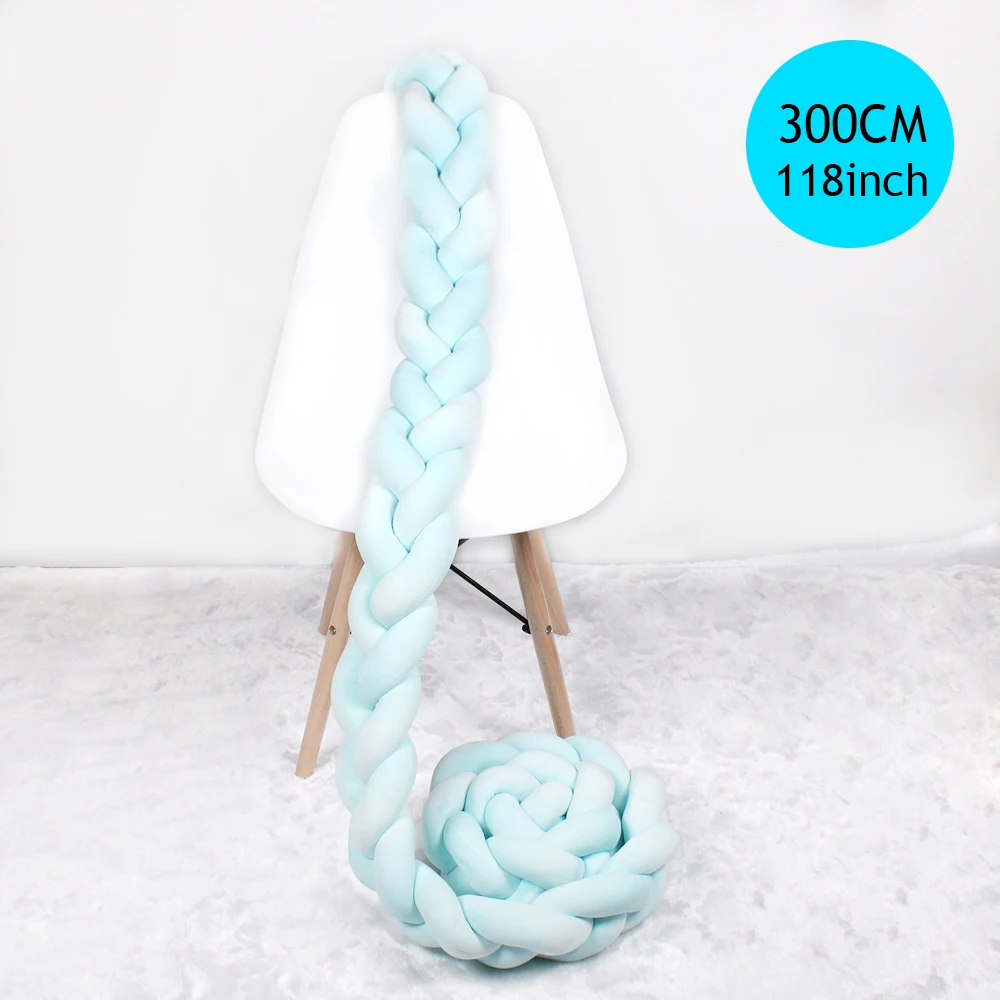 Baby Bed Bumper 1M/2M/3M Braid Knot Pillow Cushion Bumper for Infant Bebe Crib Protector Cot Bumper Room Decor - Цвет: 3M