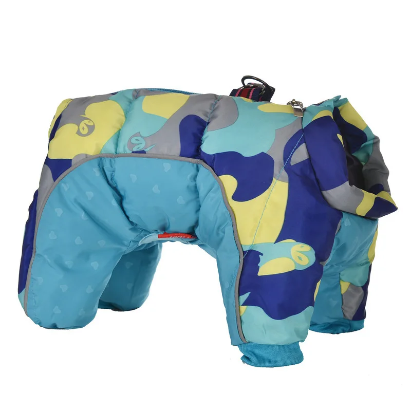 Утолщенная теплая одежда для собак, зимняя куртка для щенков, куртка для собак, водонепроницаемая Светоотражающая Одежда для собак, французский бульдог, мопс - Цвет: Sky Blue Camouflage