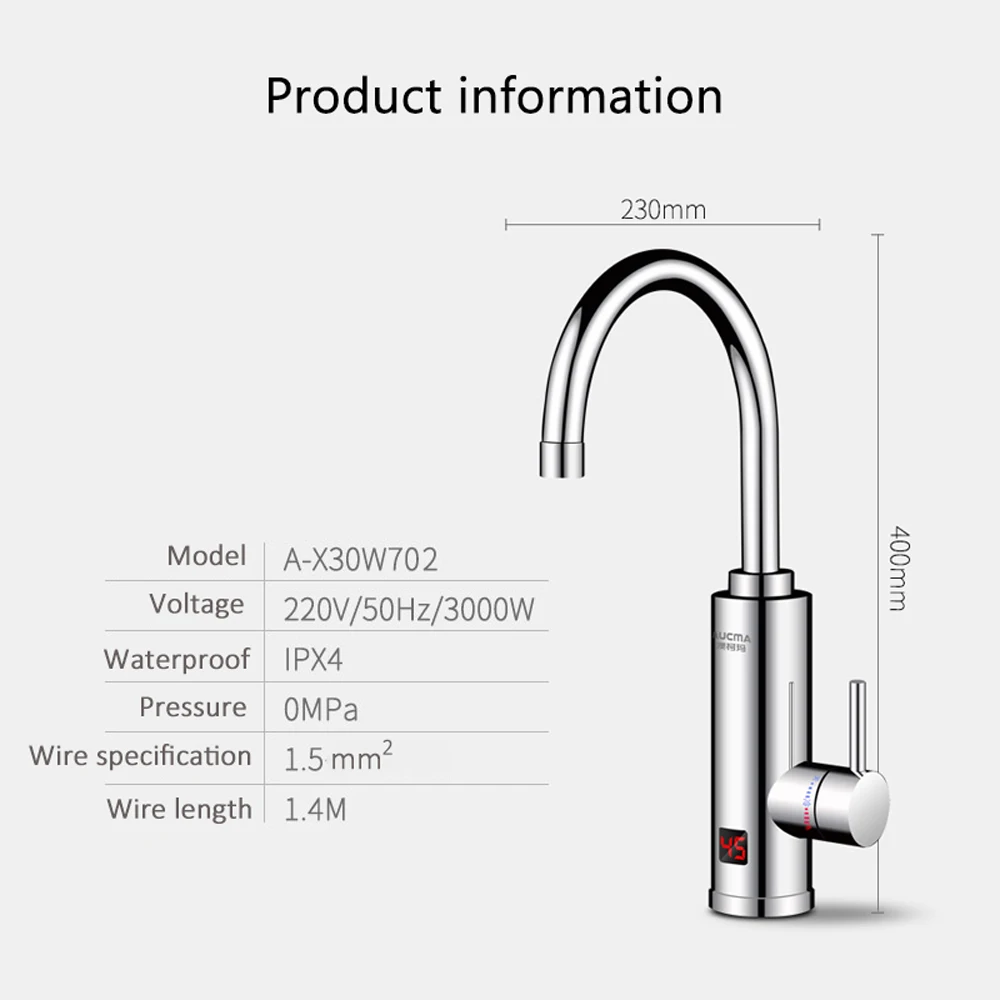 Мгновенный Электрический водонагреватель Faucet 220V 3000W быстрый нагрев Электрический кран мгновенная котел Кухня Ванная комната EU/UK розетки