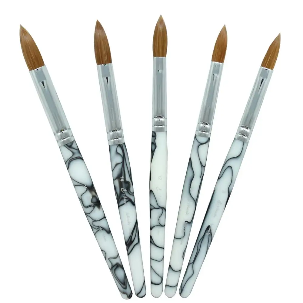 Черный белый цвет 100% чистый акриловая кисточка для ногтей Kolinsky круглый