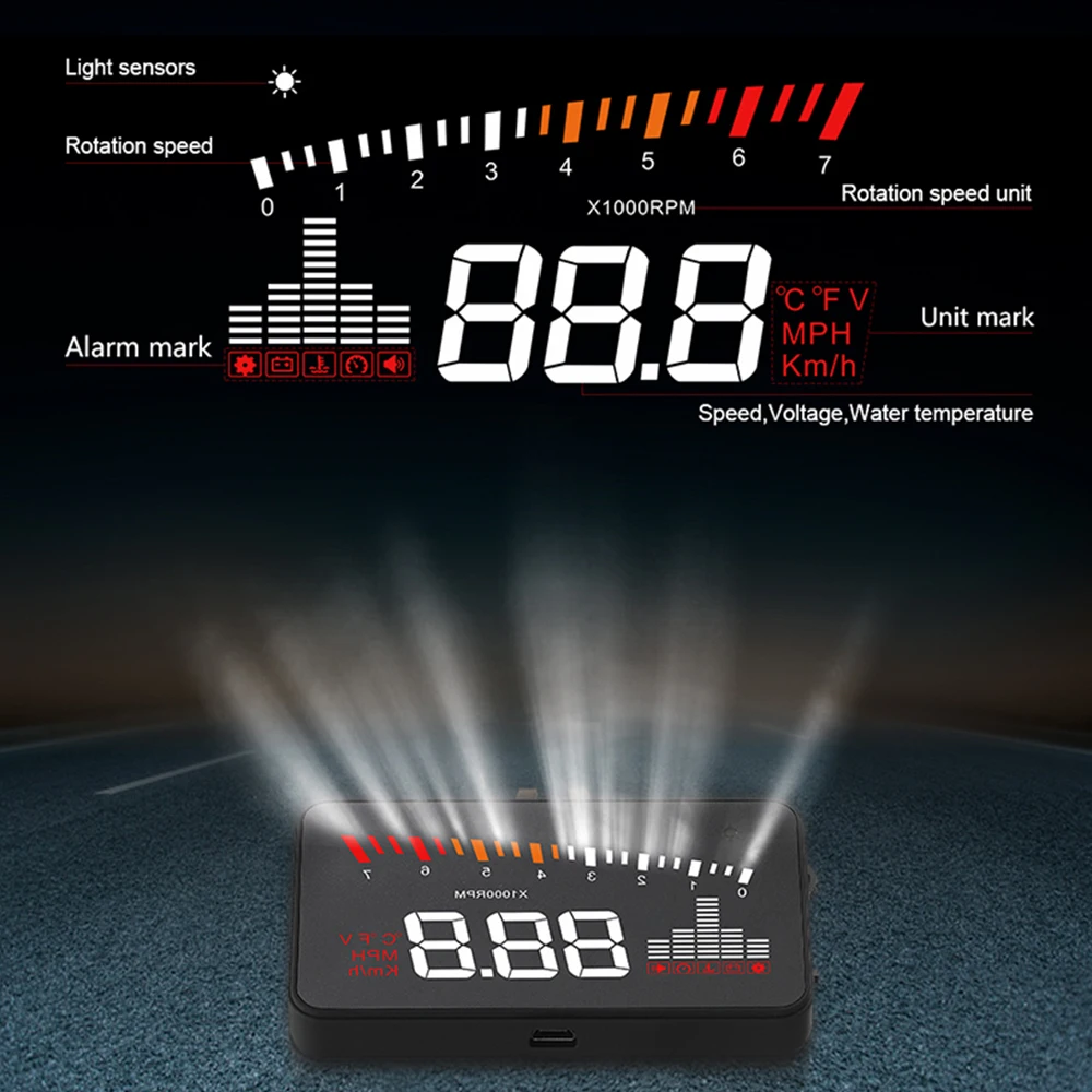 Новые 3 дюймов X5 OBD2 HUD Дисплей автомобиля Температура воды Спидометр Hud Дисплей электронный Hud автомобилей