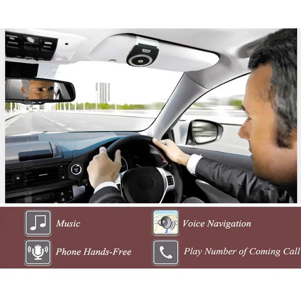 Yiwa Bluetooth автомобильное зарядное устройство Автомобильный Громкая связь солнцезащитный козырек плеер