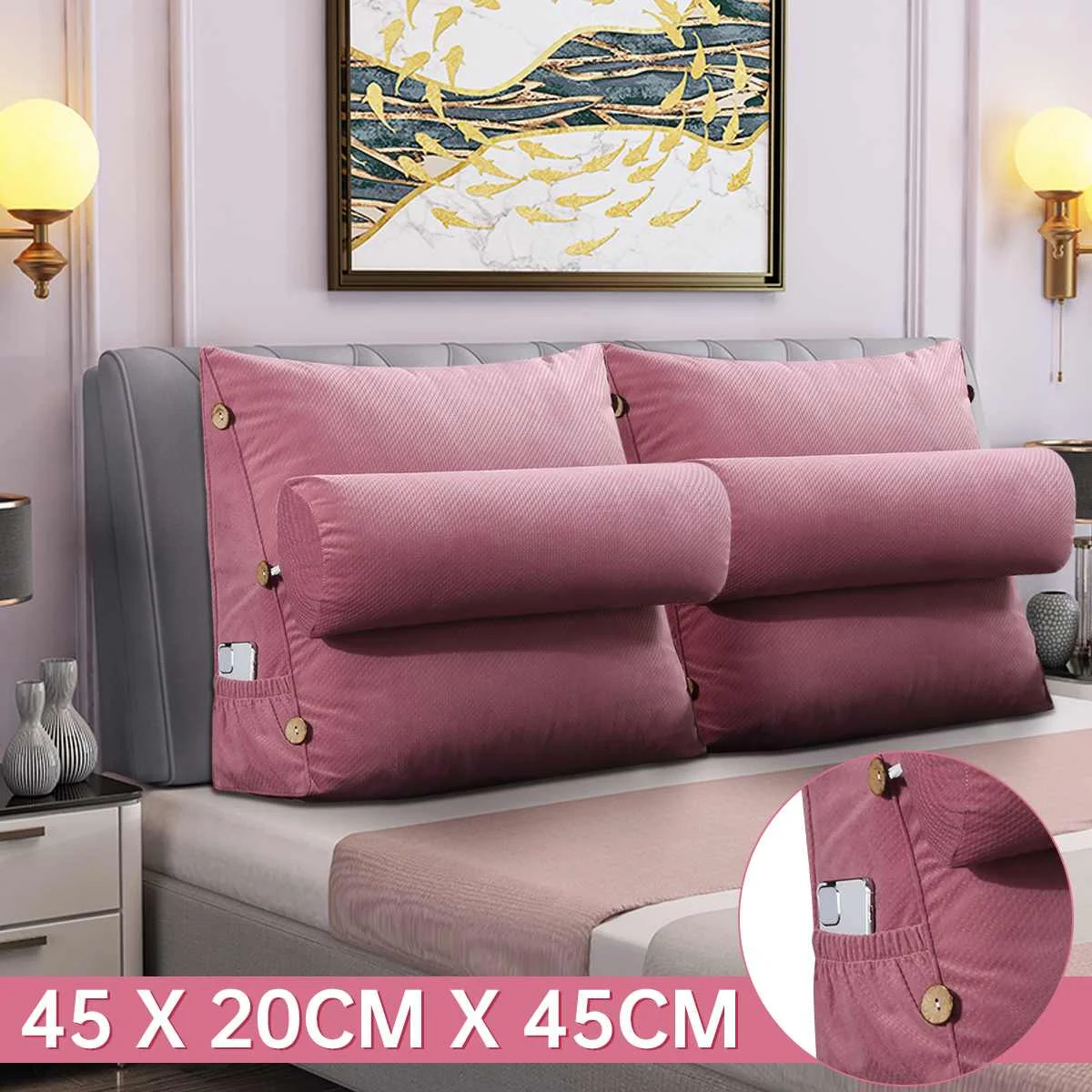 

45cm Adjustable Bed Cushion Pillow Reading Backrest Comfort Back Pillow Lumbar Pad Office Chair Rest Pillow Back Support Pillow