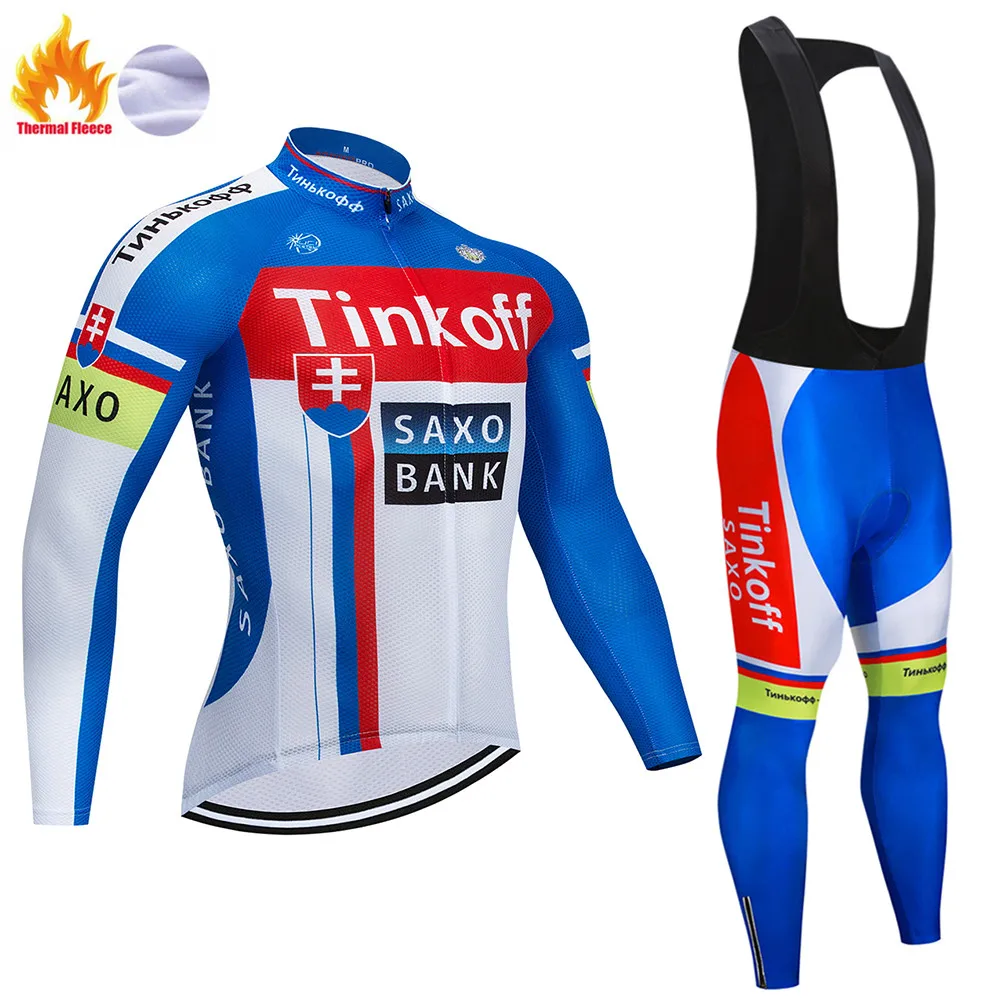 Tinkoff команда Зима черный Велоспорт Джерси 9D велосипед брюки набор Мужские Ropa Ciclismo термальная флисовая велосипедная Одежда для велоспорта - Цвет: 7
