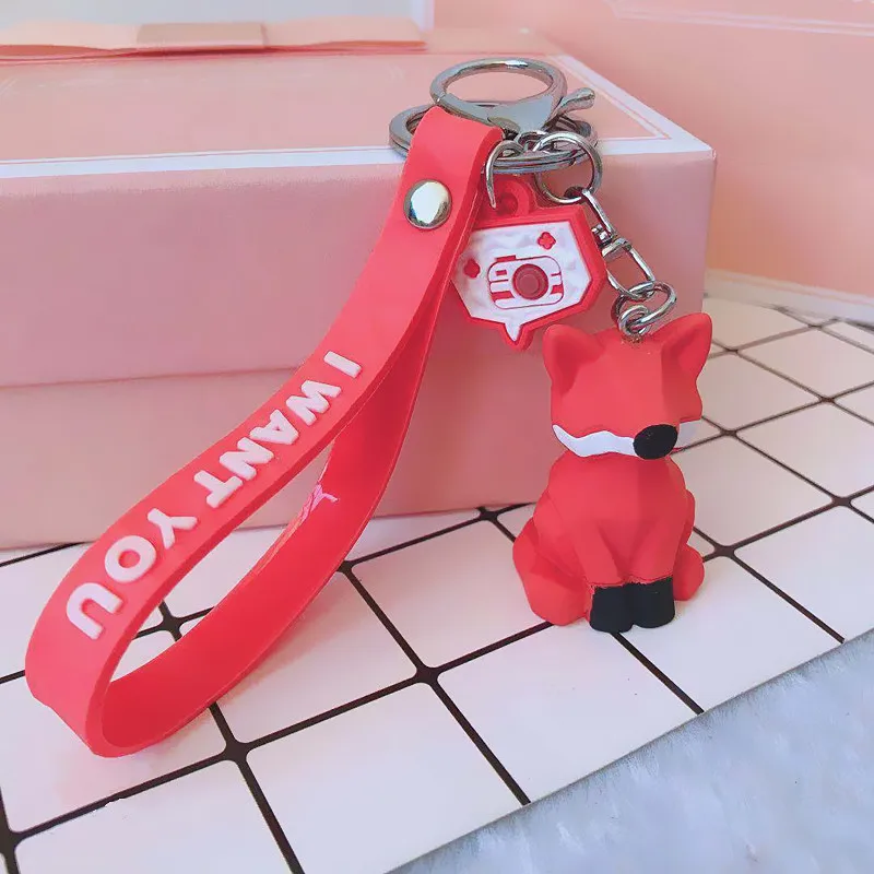 Модный мультяшный металлический брелок в виде животных, креативный брелок для автомобиля, сумка для телефона, подвеска для мужчин и женщин, Подарочная цепочка для ключей - Название цвета: fox