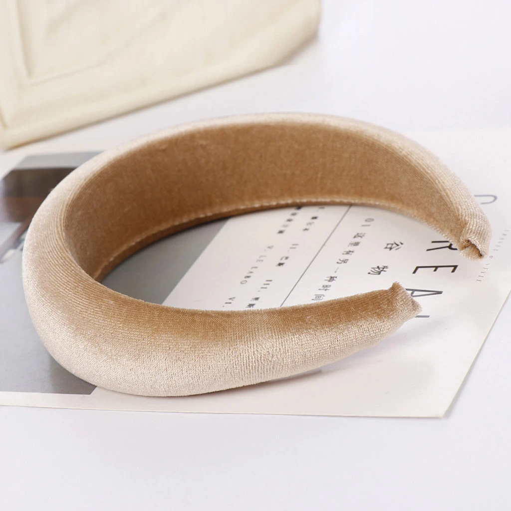 2019 Female Bezel Head Velvet Padded Headband For Women Solid  Wide Thick Gifts Hair Hoop  Elastic Hairband Hair Accessories 903