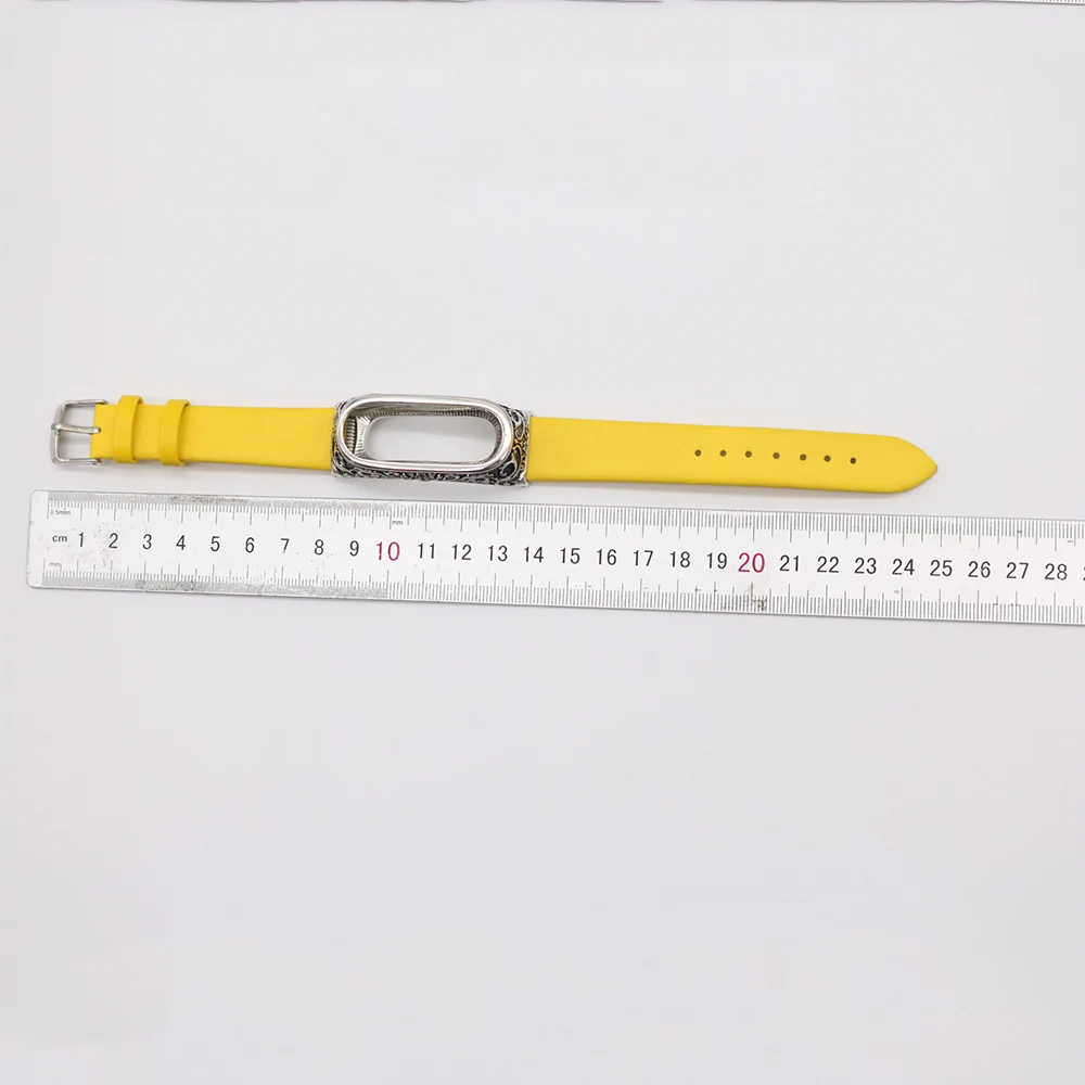 Чехол из нержавеющей стали с 3D резным узором и кожаным ремешком для Xiaomi Mi 3 4 сменный Браслет аксессуары для часов высокого качества