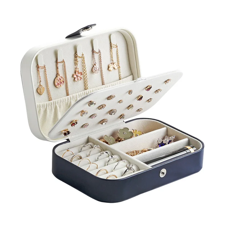 

Casegrace Jewelry Casket Packing Cosmetic Storage Box Makeup Organizer Multi-function Jewelry Case Portable Leather Earring Ring