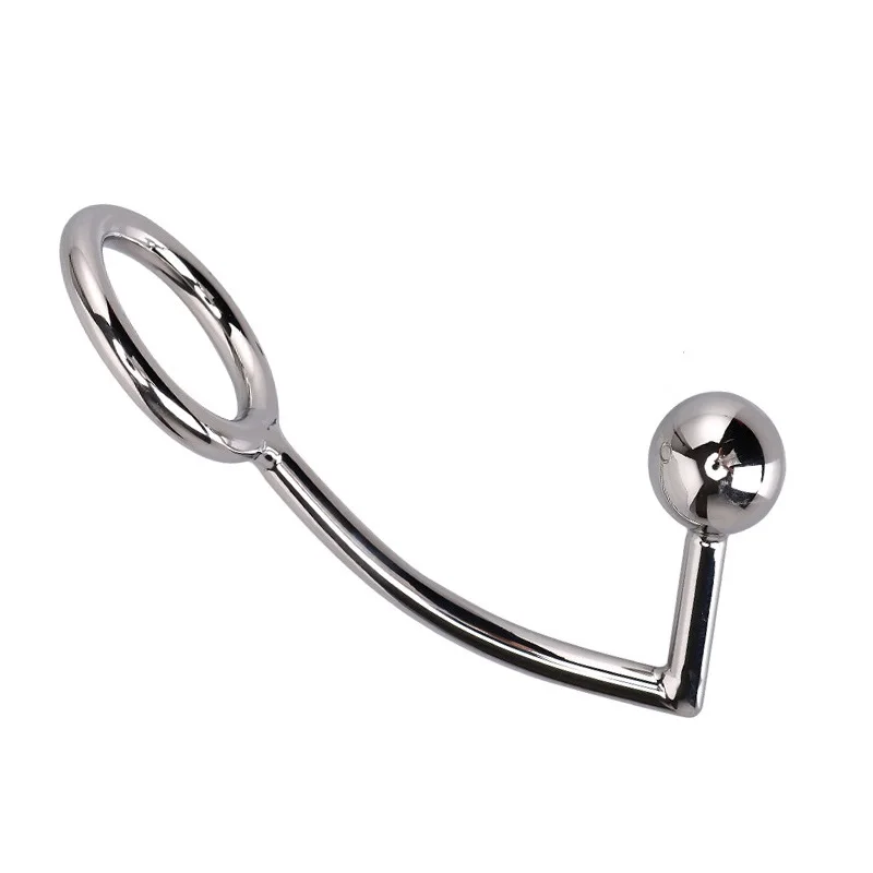 40mm 45mm 50mm for choose Anal plug Ball on Angled butt hook with penis ring fetish cock chastity Stainless Steel adult sex toys | Красота и
