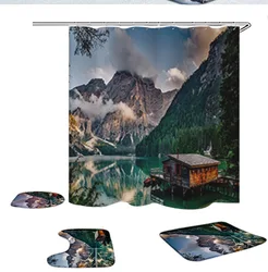 3D Digital Printing Bathroom Waterproof Set Four Piece Set Of Landscape Water Surface Printing Supports Cross border Drawing For