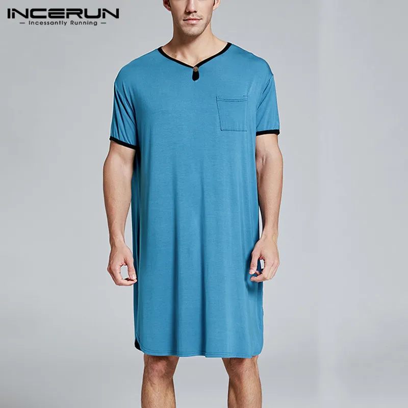 INCERUN Men Sleep Tops Short Sleeve 