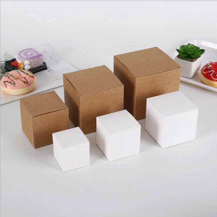 50 шт. маленькая крафт-бумага, подарочная упаковочная коробка, белая посылка, крафт-картонная бумажная коробка, упаковка мыла ручной работы, подарочная коробка