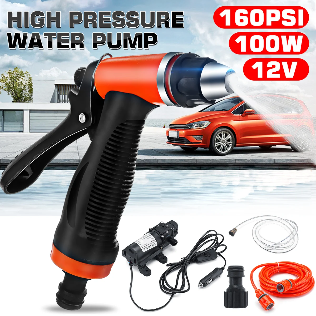 DC 12 V 160PSI Электрический водяной насос черный микро высокого давления мембранный