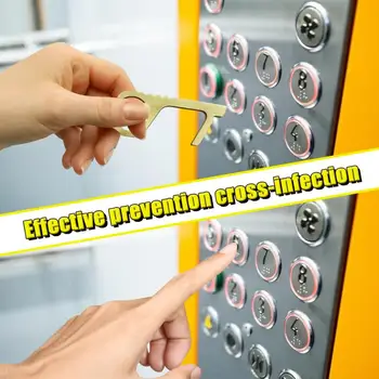 

5/10 pcs Portable Press Elevator Tool Hygiene Hand Antimicrobial Door Opener Door Handle Key Brass Key Open Door Anti Touch Key