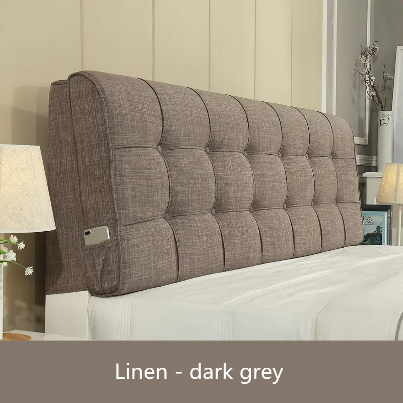 Linen dark grey Nordic style Custom bed head pillows no bed tatami pillows can be adapted washable towel bed head cover back board soft cover - Цвет: Linen dark grey