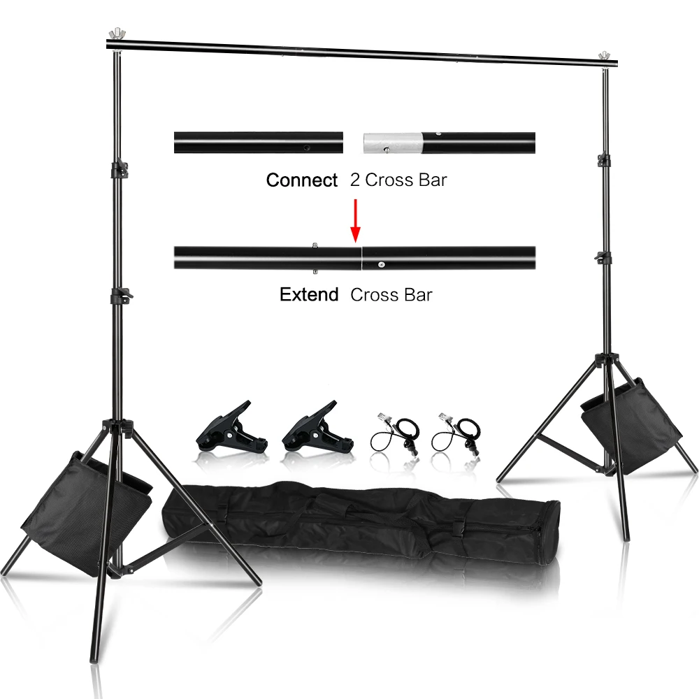 SH Photography Background Backdrop Stand Support Picture Canvas Frame System Kit With Carry Case For Muslin Photo Video Studio
