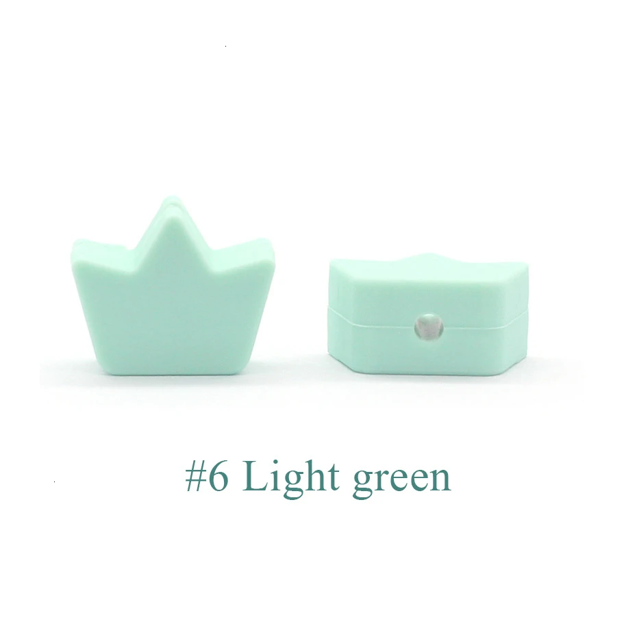 Light Green 40 шт. силиконовый Прорезыватель для зубов в форме травы, силиконовая мини-корона, подарок для кормления, силиконовые бусины, детский Прорезыватель - Цвет: Light Green