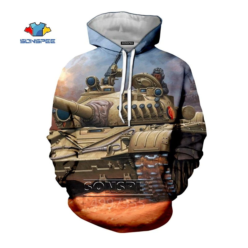SONSPEE боевой танк Осенняя мода для мальчиков и девочек подростковые толстовки с 3D принтом для отдыха Толстовка уличная одежда Топ пуловер для детей C165 - Цвет: 16