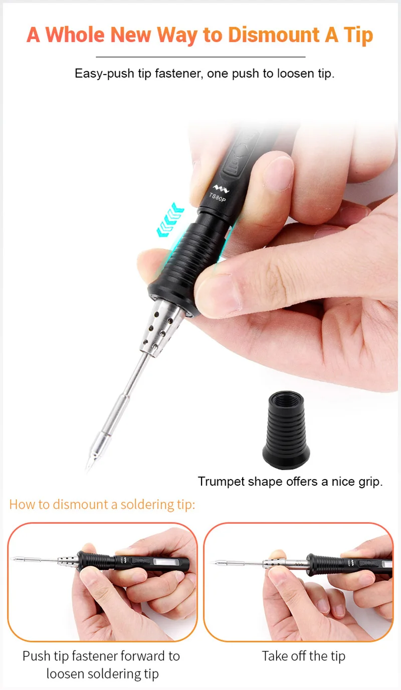 soldering iron station New TS80P Mini Smart Portable Digital Soldering Iron Tool Adjustable Temperature OLED Display With B02 Iron Tips QC3.0 PD2.0 45W cheap stick welder