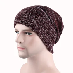 Men's winter warm hat two-color melaleuca drape hat Warm jumper pile hat hip hop knitted wool hat 003-2