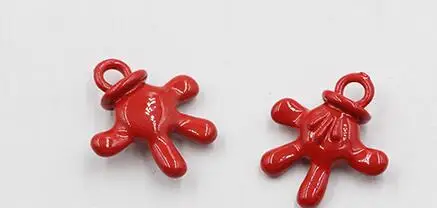red Новинка, 10 шт., мультяшный Микки, 3D цвет, ручная работа, сделай сам, брелок, металлический Шарм, подвески, изготовление ювелирных изделий, сделай сам, подарки - Окраска металла: red